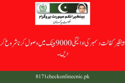 Benazir Kafalat December Payment 9000 Start Receiving in Bank